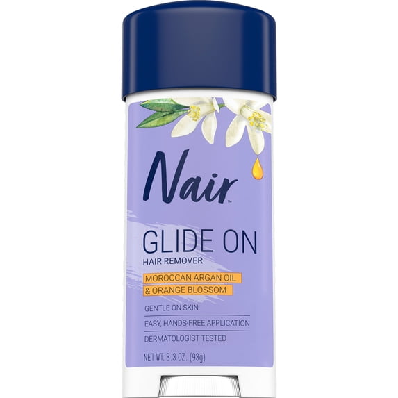 Nair Glide On Hair Removal Cream, Arm, Leg, and Bikini Hair Remover, Depilatory Cream, 3.3 oz Stick