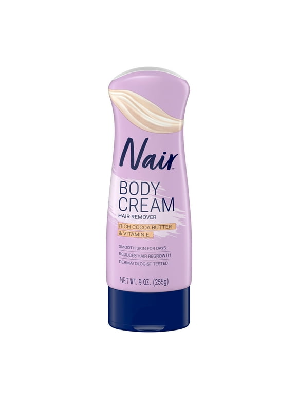 Nair Hair Removal Body Cream With Cocoa Butter and Vitamin E, Leg and Body Hair Remover, 9 Oz Bottle