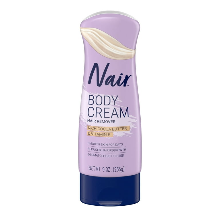 Nair Hair Removal Body Cream With Cocoa Butter and Vitamin E Leg and Body Hair Remover 9 Oz Bottle