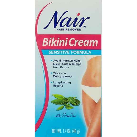 Nair Hair Remover Bikini Cream, Green Tea Sensitive Formula, 1.7 oz, 2 Pack