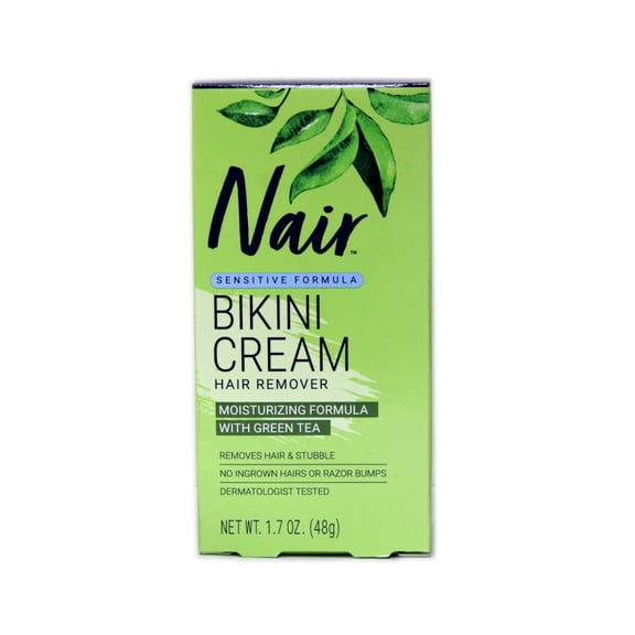 Nair Hair Remover Bikini Cream Sensitive Formula, Pink, Green Tea, 1.7 oz