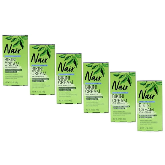 Nair Hair Remover Bikini Cream With Green Tea, Sensitive Formula - 1.7 Oz, 6 Pack
