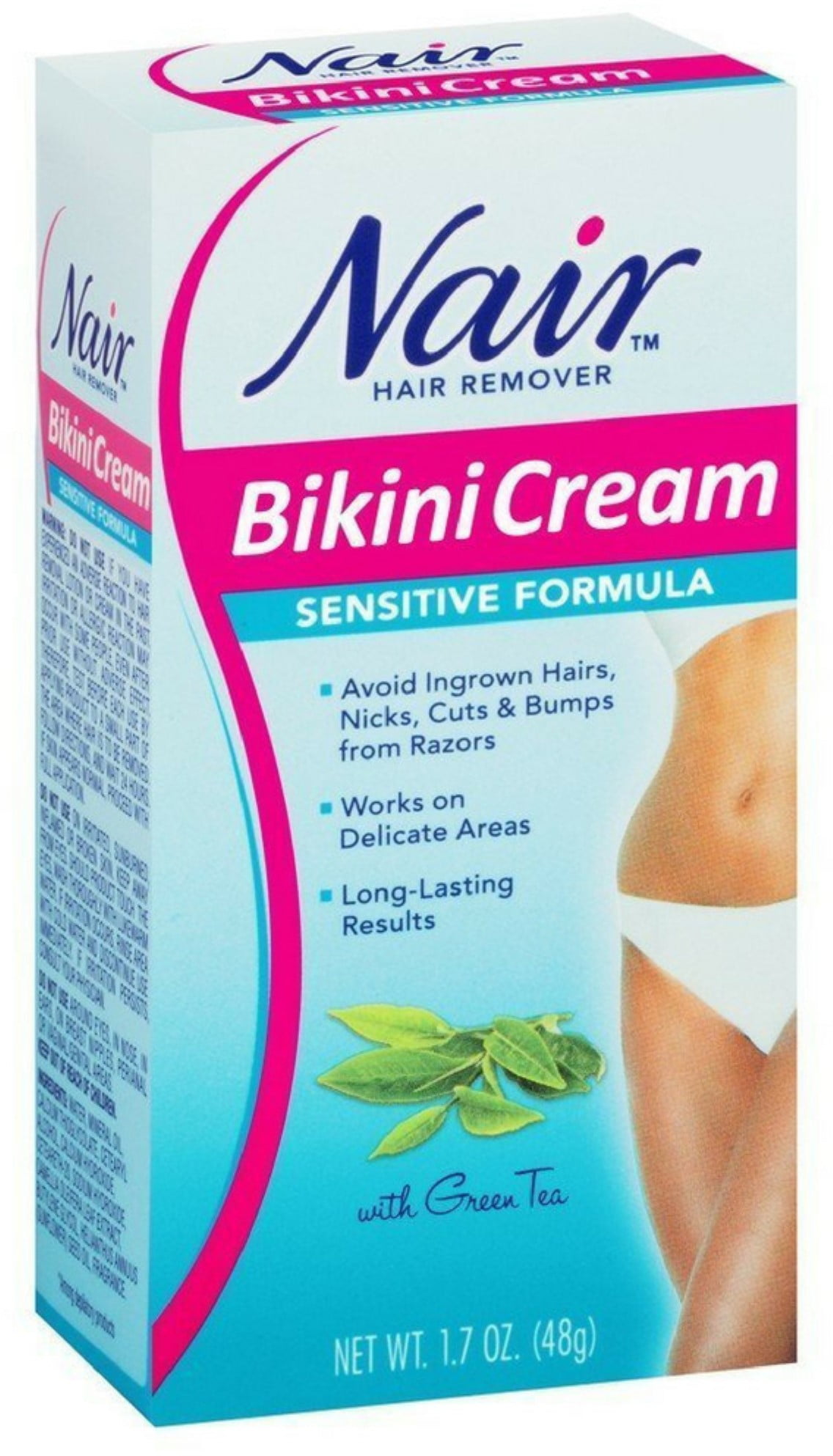 Nair Hair Remover Cream for Bikini Sensitive Formula with Green Tea 1.7 Oz