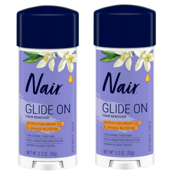 Nair Hair Remover Glides Away Max, Moroccan Argan Oil, for Bikini, Arms & Underarms 3.3 oz (Pack of 2)