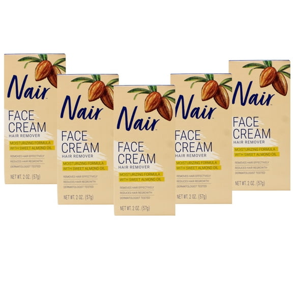 Nair Hair Remover Moisturizing Face Cream With Sweet Almond Oil 2 Oz (Pack Of 5)