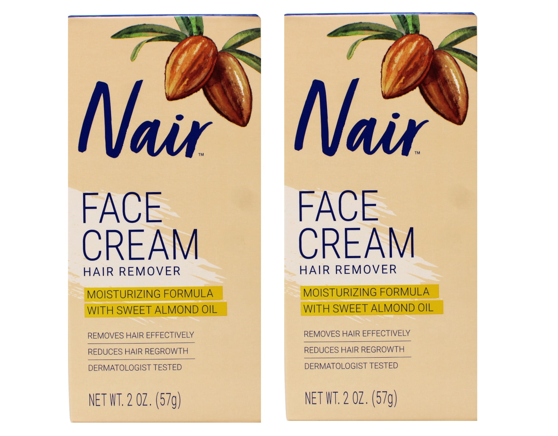 Nair Facial Hair Removal Cream, Moisturizing with Sweet Almond Oil