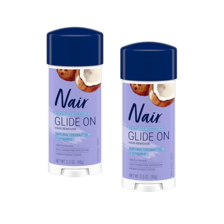 Nair Hair Remover Sensitive Formula Glide On Depilatory Cream 3.3 oz Pack of 2