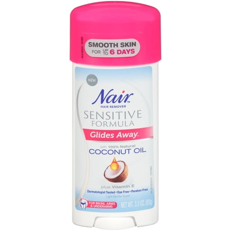 Nair Hair Remover Sensitive Glide Away Coconut Oil, 3.3 Oz, 3 Pack