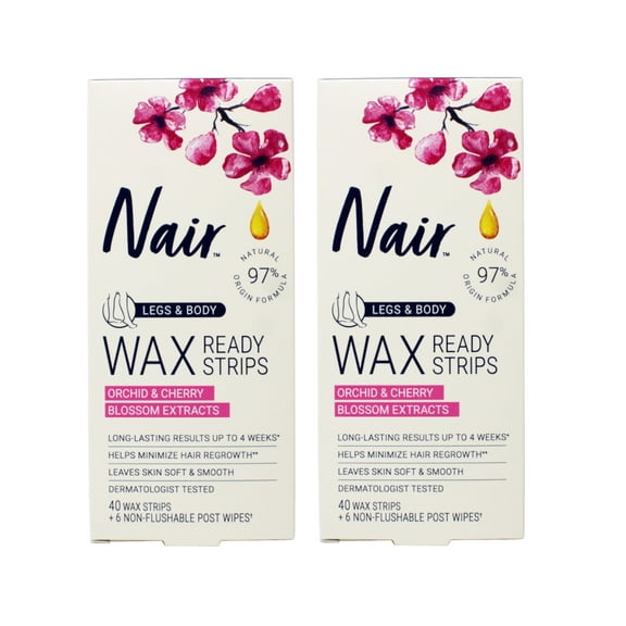 Nair Hair Remover Wax Ready-Strips 40 Count Legs/Body - 2 Pack