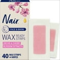 thumbnail image 1 of Nair Wax Ready Strips, Face and Bikini Hair Removal Wax Strips, Plus 4 Post Wipes, 40 Count, 1 of 14