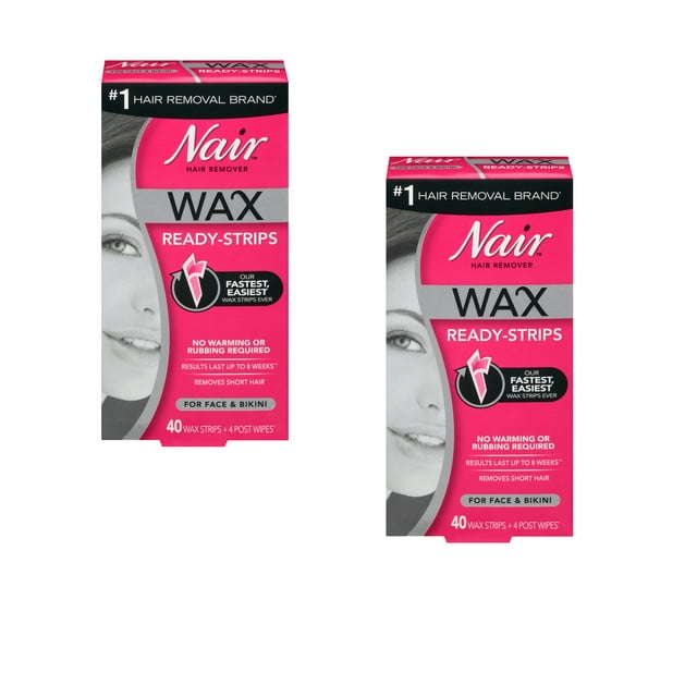Nair Hair Remover Wax ReadyStrips for Face & Bikini, 40 CT 2 Pack
