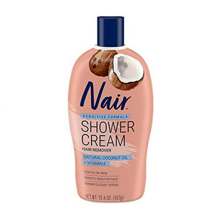 Nair Sensitive Formula Shower Cream Hair Remover with Coconut Oil and Vitamin E 12.6oz