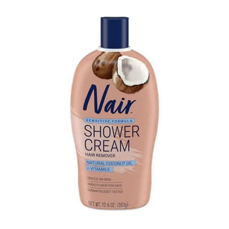 Nair Sensitive Formula Shower Cream Hair Remover with Coconut Oil and Vitamin E, 12.6oz