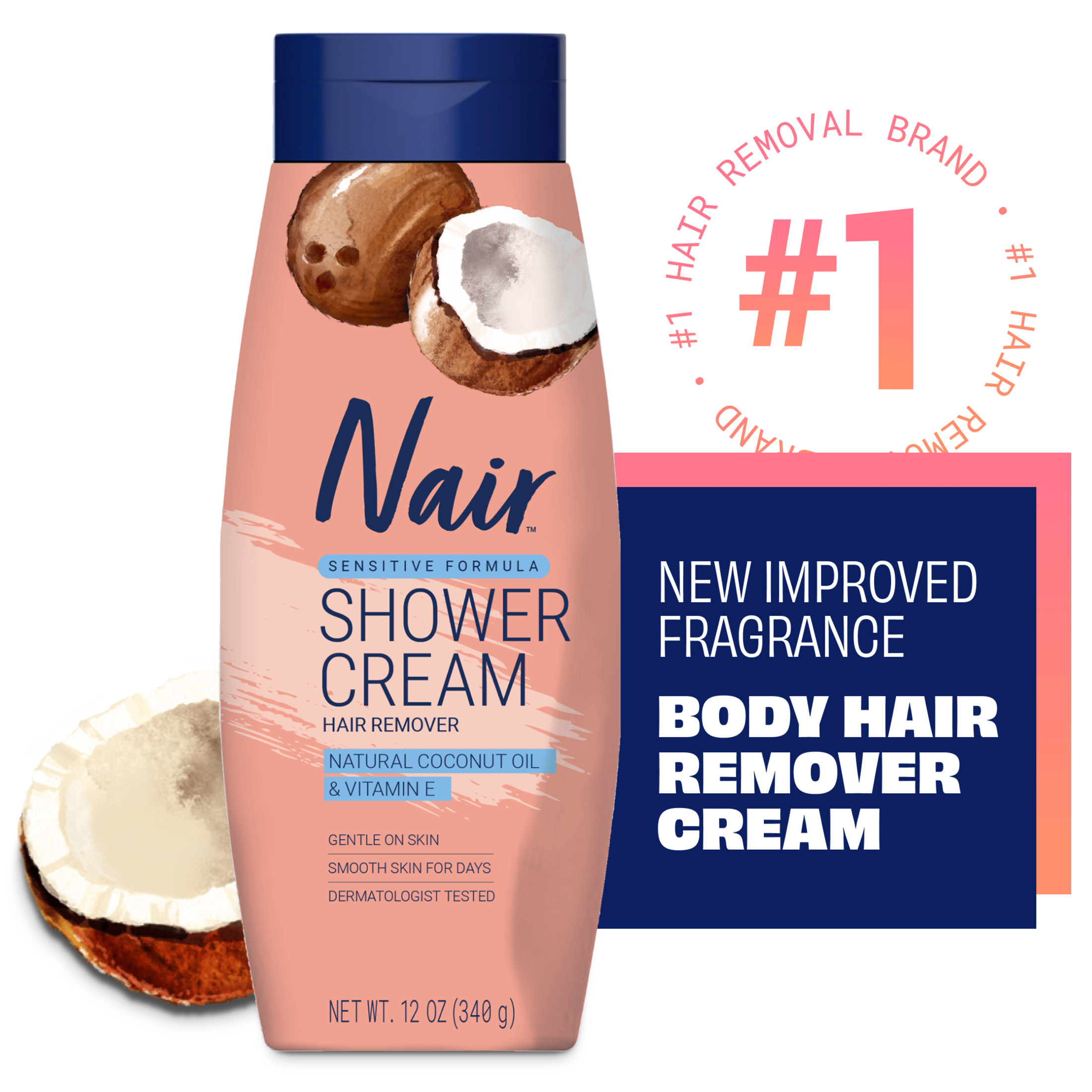 Nair Hair Remover Sensitive Formula Shower Power with Coconut Oil and