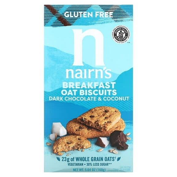 Nairn's, Breakfast Oat Biscuits, Dark Chocolate & Coconut, 5.64 oz