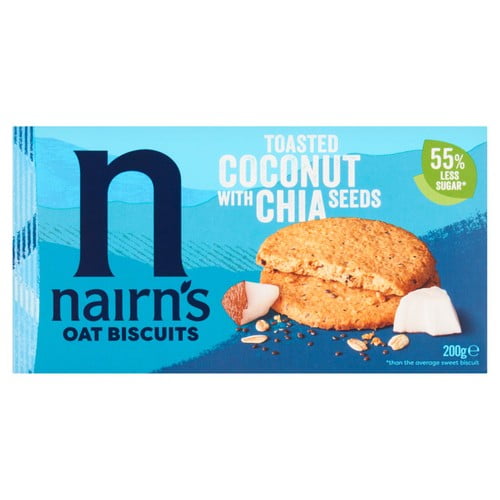 Nairn's Coconut & Chia Seed Oat Biscuit 200g, British Import (Pack of 2)