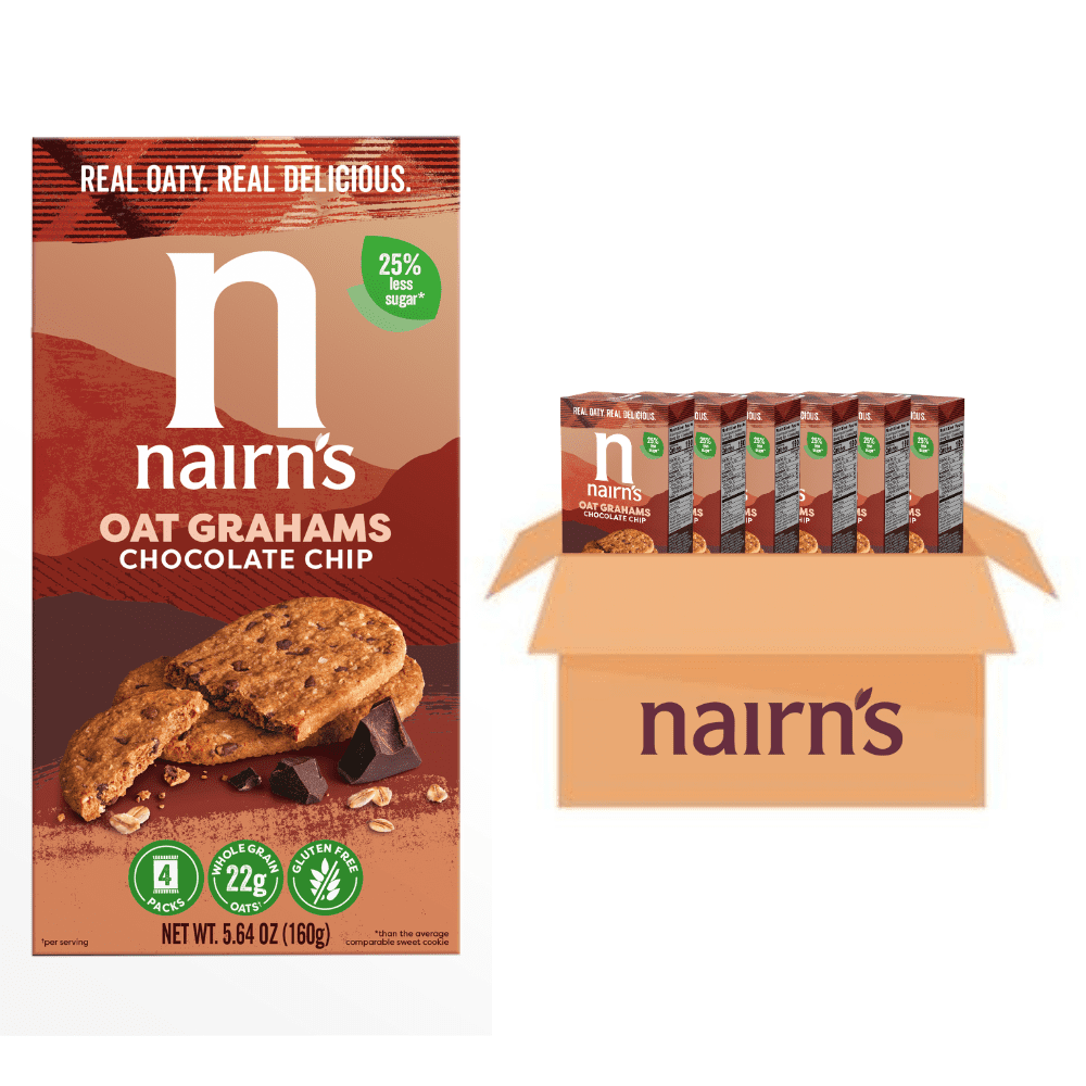 Nairn's Gluten-Free Chocolate Chip Oat Grahams - Healthy, Tasty and Safe for Celiacs. Perfect On-the Go Snack. High Fiber, No Artificial Colors, Flavors, or Preservatives, 5.64oz, Pack of 6