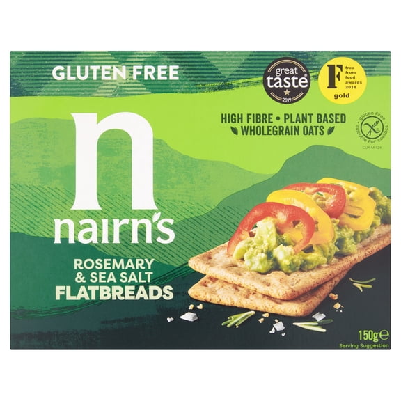 Nairn's Gluten Free Rosemary & Sea Salt Flatbreads 150g, Imported from Britain