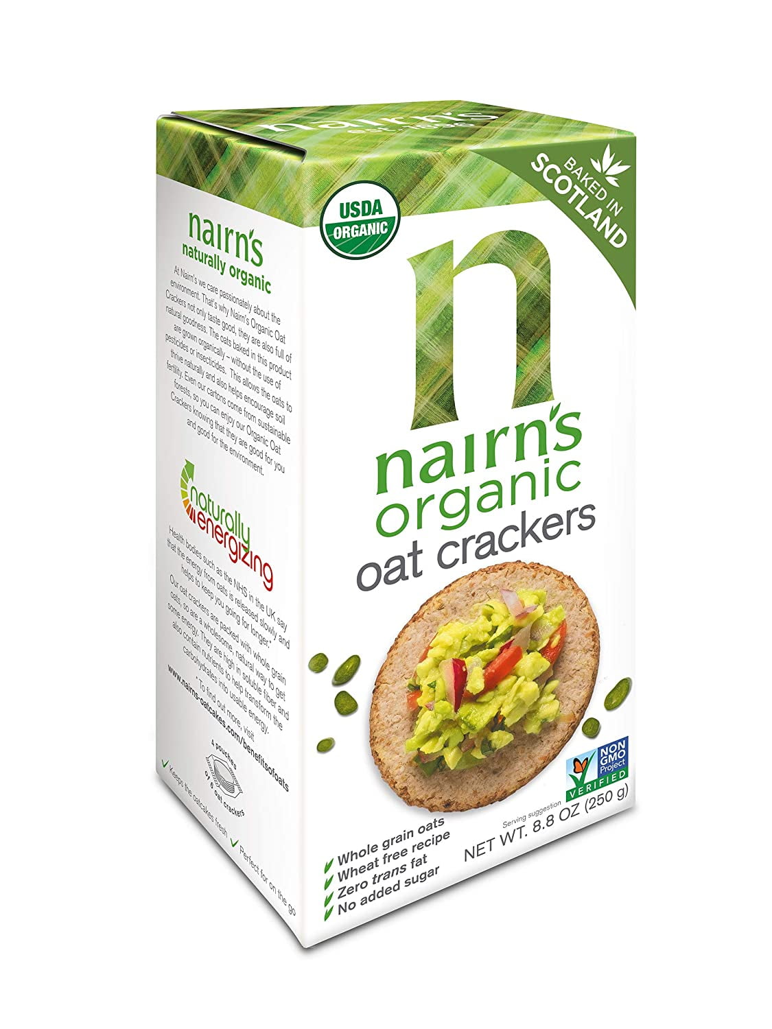 Nairn's Organic Whole Grain Oat Crackers, 8.8oz Pack of 8