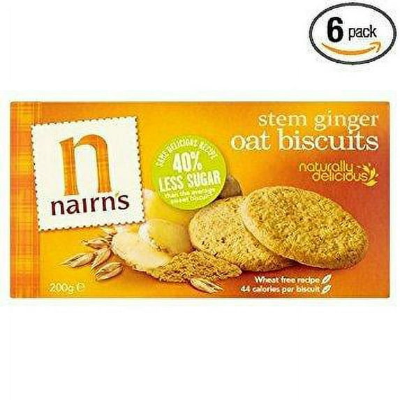 Nairn's Stem Ginger Oat Biscuits, 7.1-Ounce Boxes (Pack of 6)