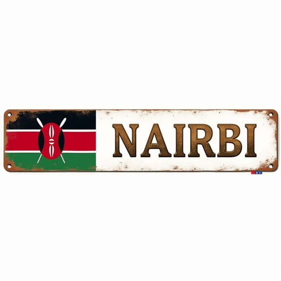 Nairobi Tin Sign - 16x4 Inches Vintage Travel Decor for Wall, Suitable for Bedroom, Office, Living Room | indie room decor, street signs for bedroom, vintage decor for home