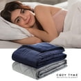 thumbnail image 1 of Naiser 100% Cotton Weighted Blanket - 25 Pounds, Calm Sleeping, Quilted Cover, 72" x 80", Navy, 1 of 10
