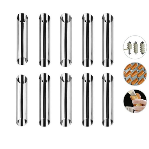 Naisfei 10 Pack Cannoli Tubes Set,5 inch Cannoli Tubes Stainless Steel Pancake Tube Cream Horn Mould,Stainless Steel Cream Horn Mould Cannoli Tubes Bread Baking Pastry Mold