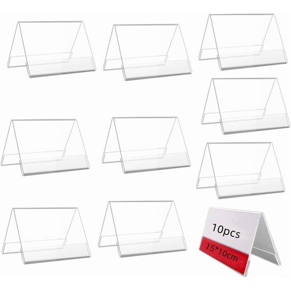 Naisfei 10 Pack Clear Plastic Name Plates for Desks – Reusable Tent Display Holders for Office Conference, Business Training And Events (15×10cm)