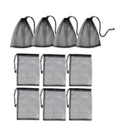 Naisfei 10 Pieces Mesh Drawstring Bag, Mesh Bags Multi-Purpose Net Bag with Cord Lock Closure for Home Kitchen Laundry Travel Camping Outdoor 24   32 cm, Black