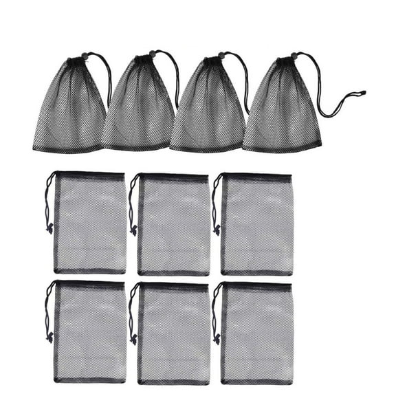 Naisfei 10 Pieces Mesh Drawstring Bag, Mesh Bags Multi-Purpose Net Bag with Cord Lock Closure for Home Kitchen Laundry Travel Camping Outdoor (24 32 cm, Black)