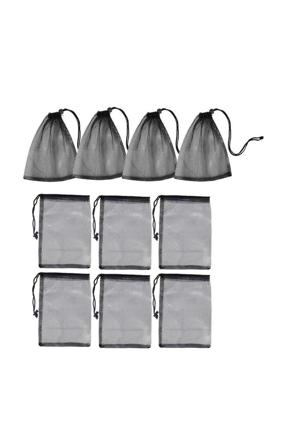 10 Pieces Mesh Drawstring Bag, Mesh Bags Multi-Purpose Net Bag with Cord Lock Closure for Home Kitchen Laundry Travel Camping Outdoor (24 32 cm, Black)