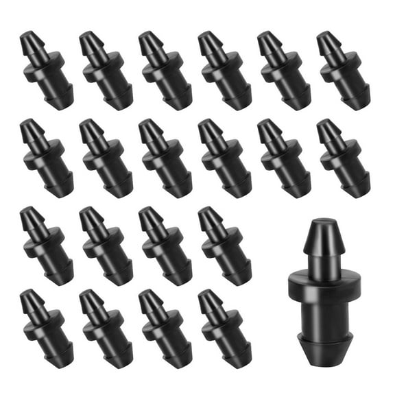Naisfei 100 pcs 1/4 inch Drip Irrigation Barbed Connectors Fittings for Garden Watering System Tubing, Sprinkler drip Line Coupling Parts (Black)