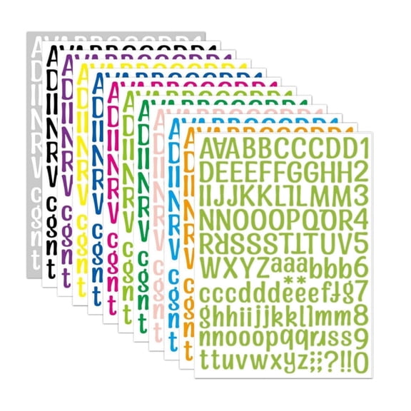 Naisfei 1512 Pcs Letter Stickers,Sheets Alphabet Sticker,Vinyl Letters,Mailbox Numbers,Self Adhesive Sticks for Scrapbook, Graduation Cap, Water Bottle,Windows,1 inch Multicolor Stick on Letters(12Co