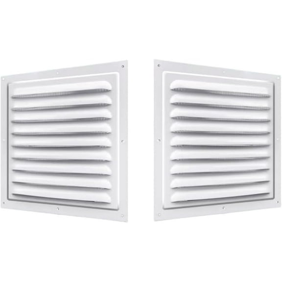 Naisfei 2 Pcs Gable Vent, 9.84 * 9.84inch Attic Vent Paintable Shed Vents with Screen, Stylish Design Return Air Grill Ideal for Houses Attics and Exterior Wallswhite