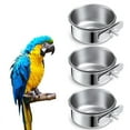 thumbnail image 1 of Naisfei 3 Pcs Bird Feeding Cups, Stainless Steel Bird Feeding Dish Cups,  Parrot Food Water Bowls with Clamp Holder, Bird Dishes for Bird Parrot Cockatiel, Chinchilla,Small Animal, 1 of 5