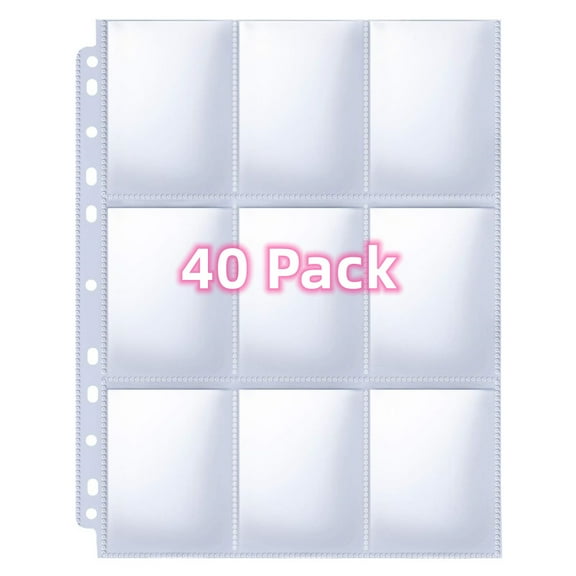Naisfei 40 Pack 9 Pocket Page Protectors,720 Pockets Double Sided Card Holder Pages for a 3 Ring Binder, Card Protector Sheets Baseball Card Binder,Sport Game Business Cards