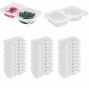 Naisfei 40-Pack Double Compartment Condiment Containers with Lids   Reusable 2-Section Snack Cups for Sauces, Samples And Portion Control