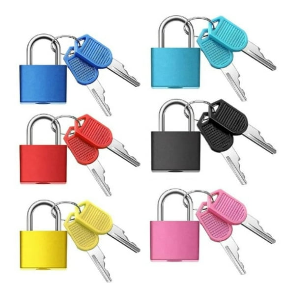 Naisfei 6Pcs Luggage Locks Suitcase Locks with Keys Multicolor Mini Keyed Padlock Plastic-Covered Padlock for Suitcase Backpack Boxes Bag