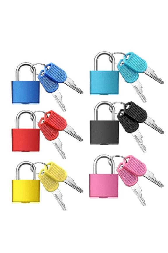 6Pcs Luggage Locks Suitcase Locks with Keys Multicolor Mini Keyed Padlock Plastic-Covered Padlock for Suitcase Backpack Boxes Bag