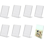 Naisfei 8 Pack Acrylic Sign Holder, A6 Plastic Flyer Display Holder, Slant Back Clear Paper, Document Menu Table Transparent Stand for Restaurants Hotels Menu Stores Office