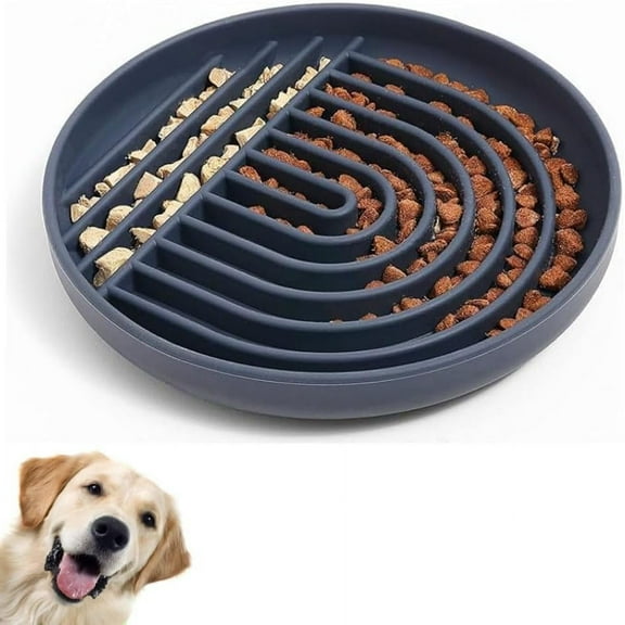 Naisfei  Dog Slow Feeder Bowl, Silicone Slow Feeder Cat Bowl, Slow Down Pet Eating Speed for Prevent Choking Promote Digestion Grey