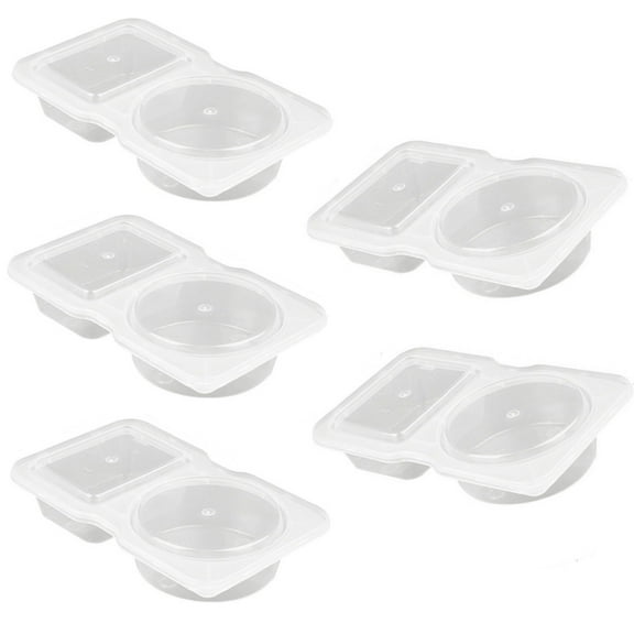 Naisfei Double Condiment Containers with Lids, 5 Pcs Double Compartment Condiment Containers Portable Sauce Containers Double Compartment Snack Containers for to-go Sauce, Sampling, Travel Snack