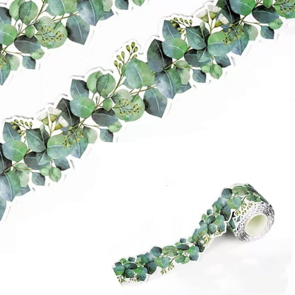 Naisfei Eucalyptus Border Bulletin Board, Eucalyptus Die Cut Border Green Leaves Bulletin Border Trim for Photo Wall Home and School Decorations(49 ft/15 m )