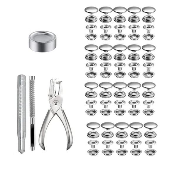 Naisfei Stainless Steel Snap Fastener Kit,200 Pieces 15mm Heavy Duty Snap Button Press Stud Cap with Pliers and 3 Setting Tools for Boat Cover, Sewing Leather Clothes, Bags,Jeans Wears,DIY Craft