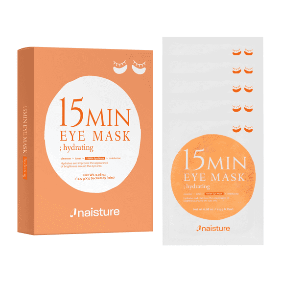 Naisture 15 Min Eye Mask for Under Eye Firming and Brightening with Collagen and Coenzyme Q10 (5 Pairs)