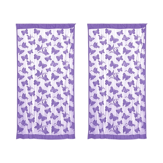 Naittoop 2PCS Sheer Lace Curtains Vintage Sheer Gothic Curtain Butterfly Pattern Panels for Living Room Bedroom Light Filtering Drapes 39.3*78.7 in Purple