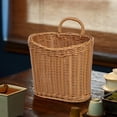thumbnail image 1 of Naittoop 2pcs Hanging Wicker Basket Hand-Woven Plastic Storage Basket Portable Wall Hanging Flower Basket Organizer Fruit Vegetable Rattan Box Home Decoration Height 8.2 in, 1 of 6