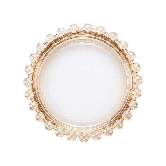 Naittoop 3.7" Round Beaded Glass Candle Holders 1 Pack Clear & Amber Glass Pillar Jewelry Organizer Tray with Beaded Rims for Coffee Table Centerpiece Bathroom Counter Decor