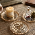 thumbnail image 1 of Naittoop 3.7" Round Beaded Glass Candle Holders 3 Pack Clear & Amber Glass Pillar Jewelry Organizer Tray with Beaded Rims for Coffee Table Centerpiece Bathroom Counter Decor, 1 of 6