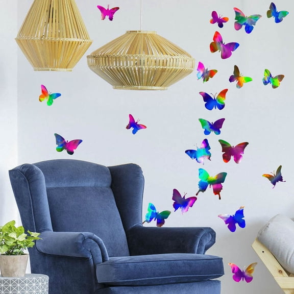 Naittoop 3 Sheets Butterfly Prism Window Clings for Bird Strikes Static Glass Collision Stickers Rainbow Maker Decals to Prevent Birds Hitting Windows